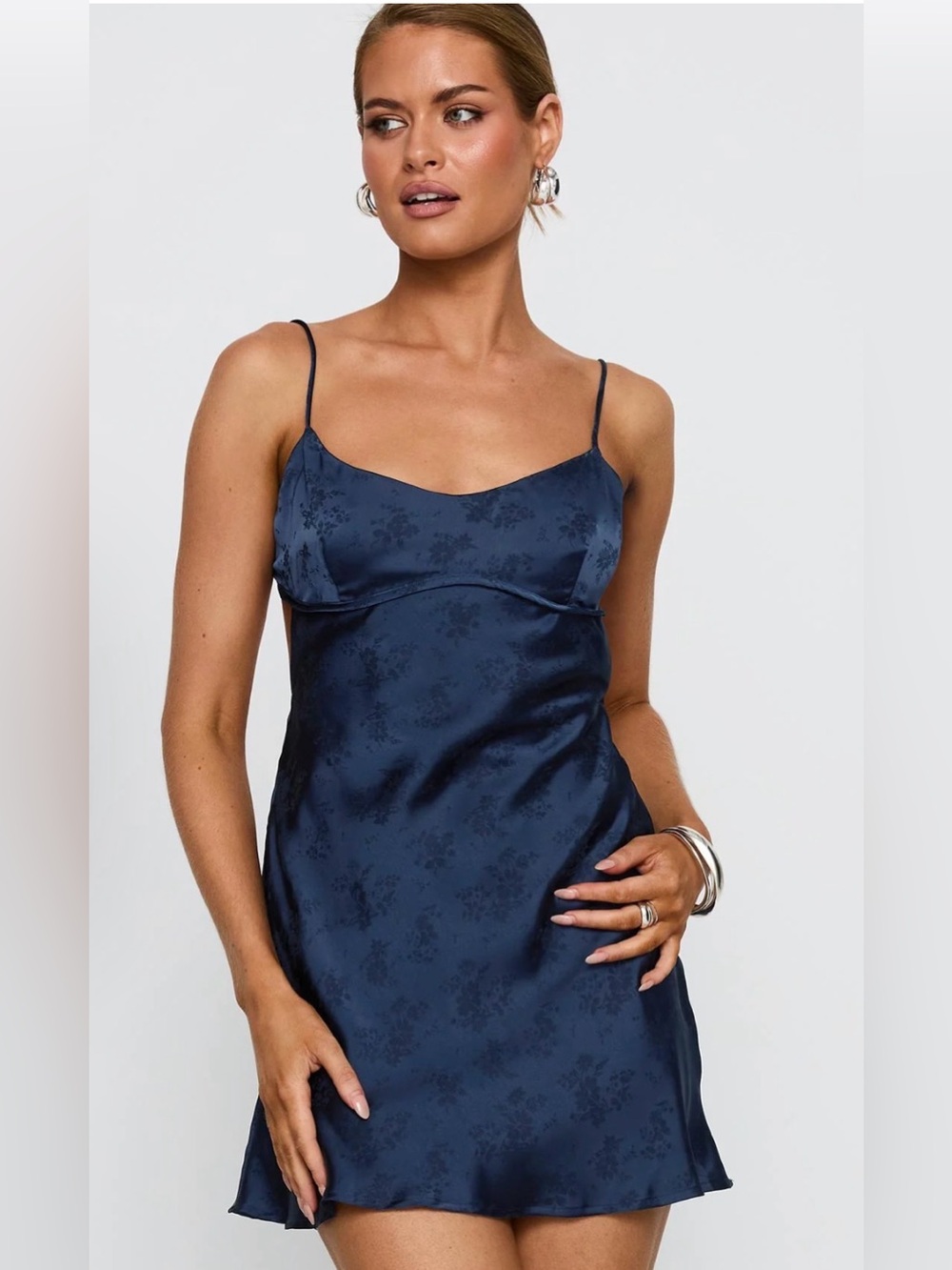 Princess Polly Navy Blue Clemence Open Back Strappy Mini Dress Size 4 Lined